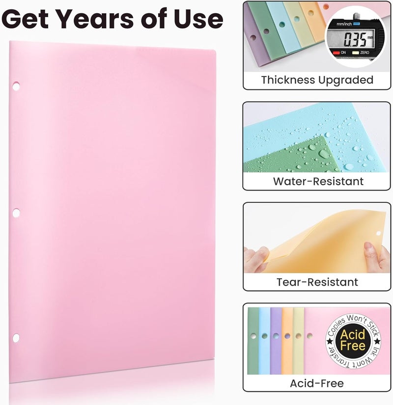 Sooez 2-Pocket Folders, Plastic Folders with Pockets 3 Hole Punched, 1 Pack Pockets Folder for 3 Ring Binder with Labels, Heavy Duty Binder Folder for Document, Letter Size File Folder,Black - Image 3